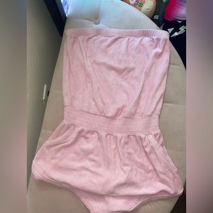 Pink romper- towel fabric- large